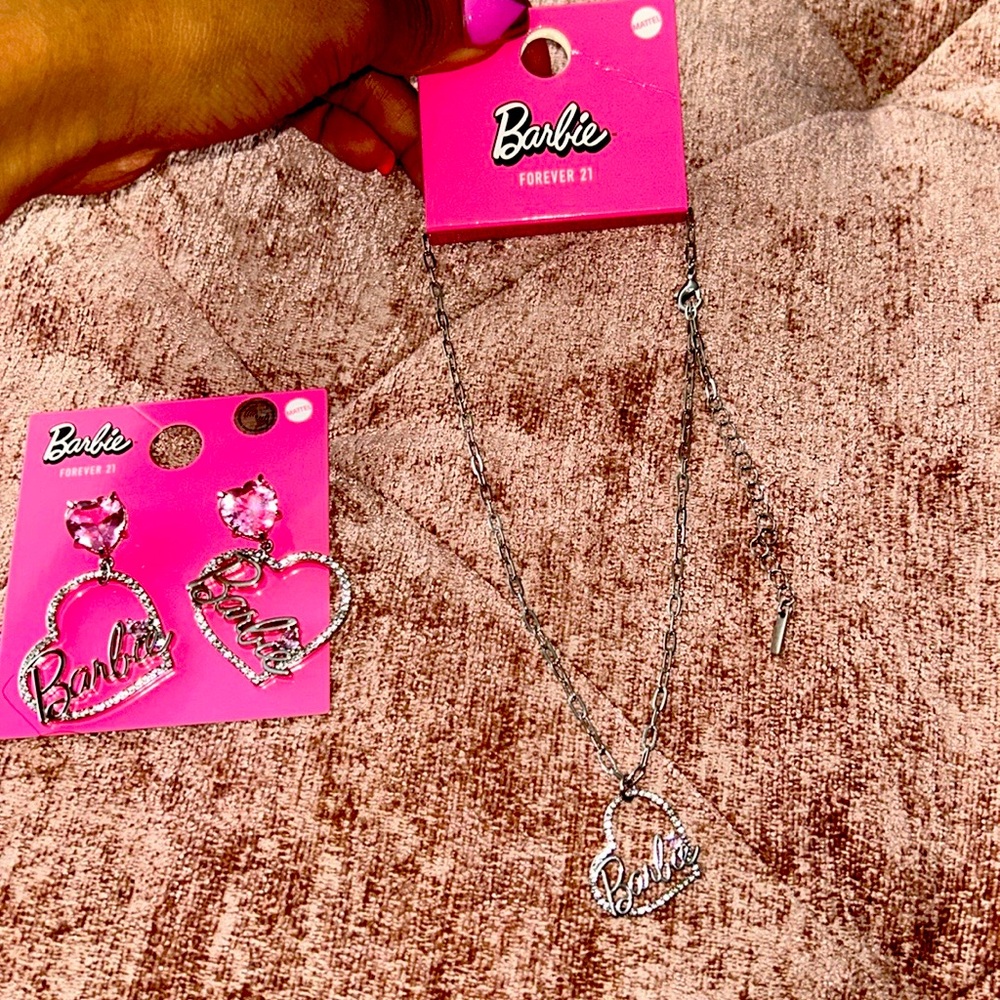 Barbie earrings and necklace. Worn once for concert. Perfect accessories 😍